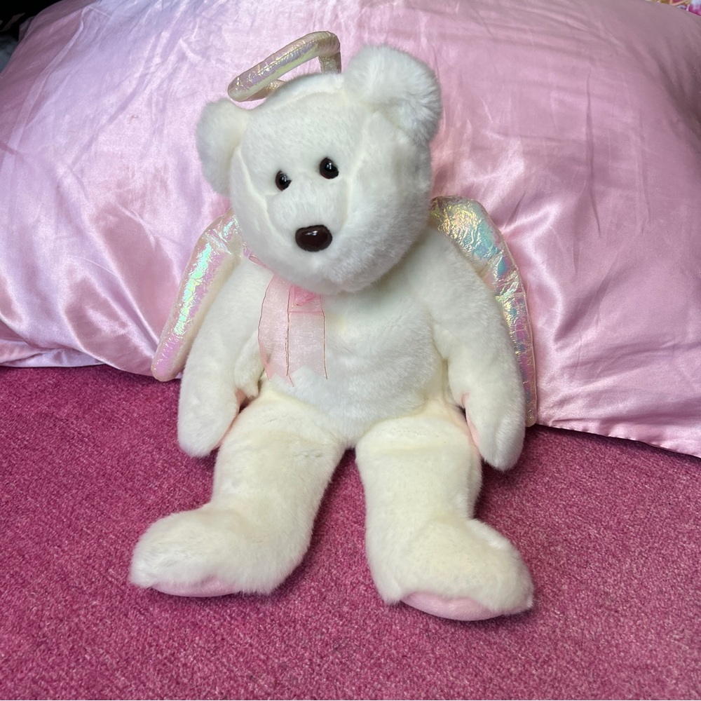 Ty Beanie Buddy Angel Bear with iridescent wings